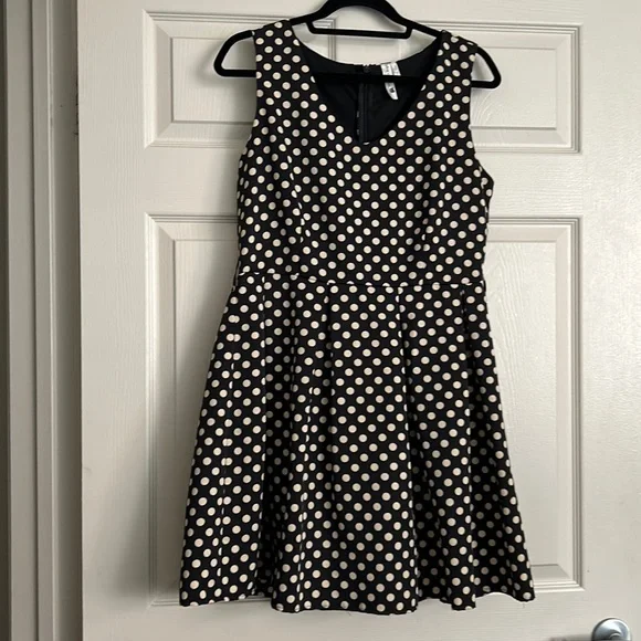 Modcloth Dresses | Modcloth x Pink Owl Retro Polka Dot Black White Dress | Color: Black/White | Size: L | Pm-03669905'S Closet